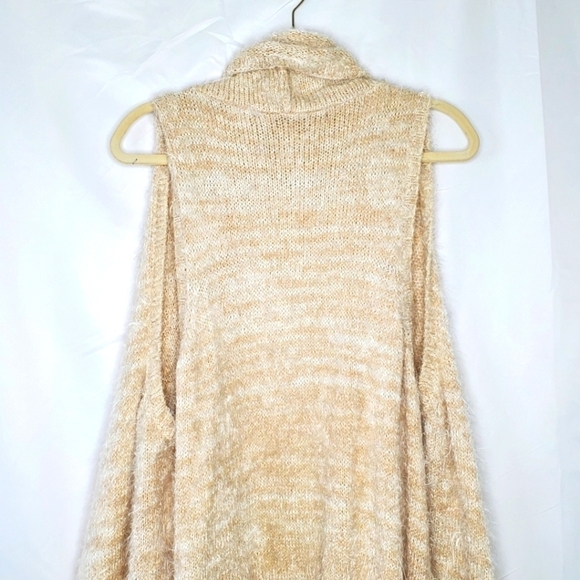 NEW Kensie Eyelash Fluffy Sweater Vest XL Soft Sleeveless Neutral Knit Cardigan - Picture 5 of 13
